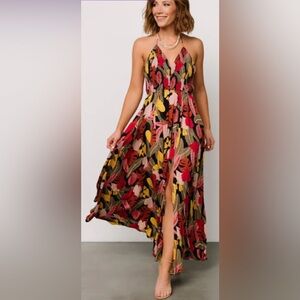 Kira Halter Maxi Dress Multi Color Boho Large